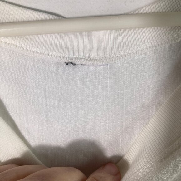 Womens Linen Tunic Round Neck 3/4 Sleeve White L Linen Pockets - Picture 6 of 8